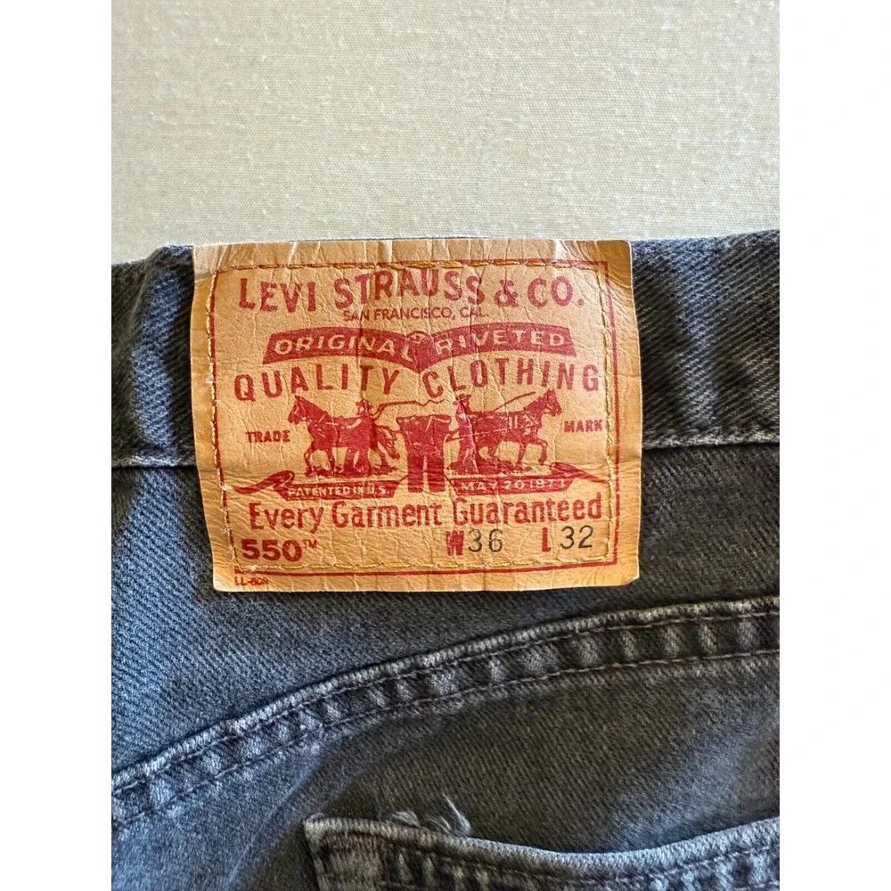 Vintage Levis 550 Mens 36x32 USA Made Relaxed Fit‎ Tapered Black Jeans 550-0260